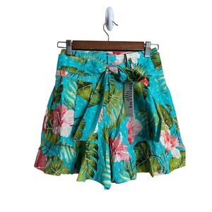 Alla Berman Ulla Swiss Dot Cotton High Waisted Shorts Tropical Womans XS